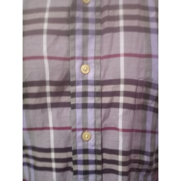 Burberry London Men's Purple Plaid Button Down Shirt USA Made Sz Large L - Picture 3 of 12
